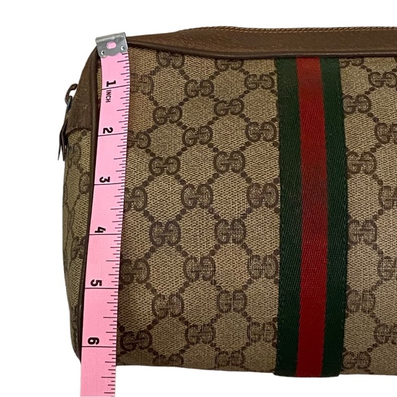 Vintage signature canvas toiletry bag pouch clutch 60s 70s red green stripe - Picture 7 of 16